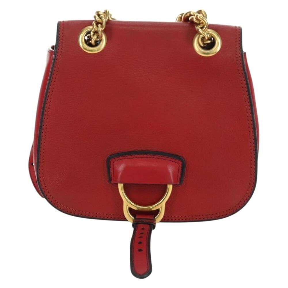 Miu Miu Leather Chain Dahlia Shoulder Bag Red
